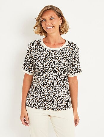 T-shirt manches courtes motif léopard