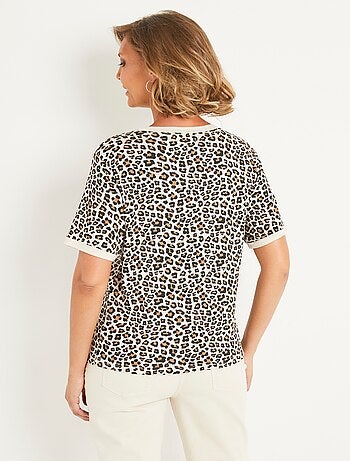 T-shirt manches courtes motif léopard