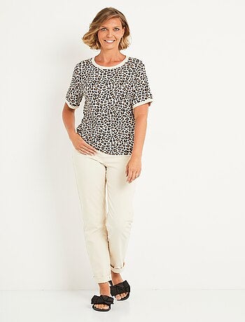 T-shirt manches courtes motif léopard