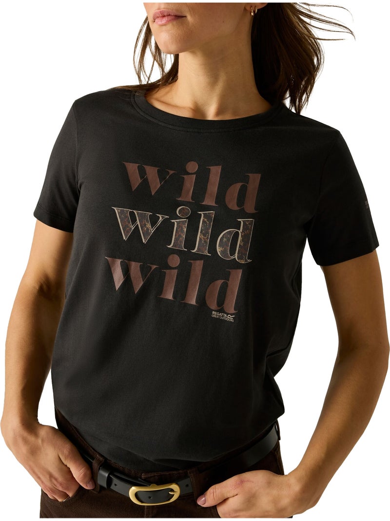 T-shirt manches courtes motif/style imprimé léopard filandra wild - regatta Noir - Kiabi