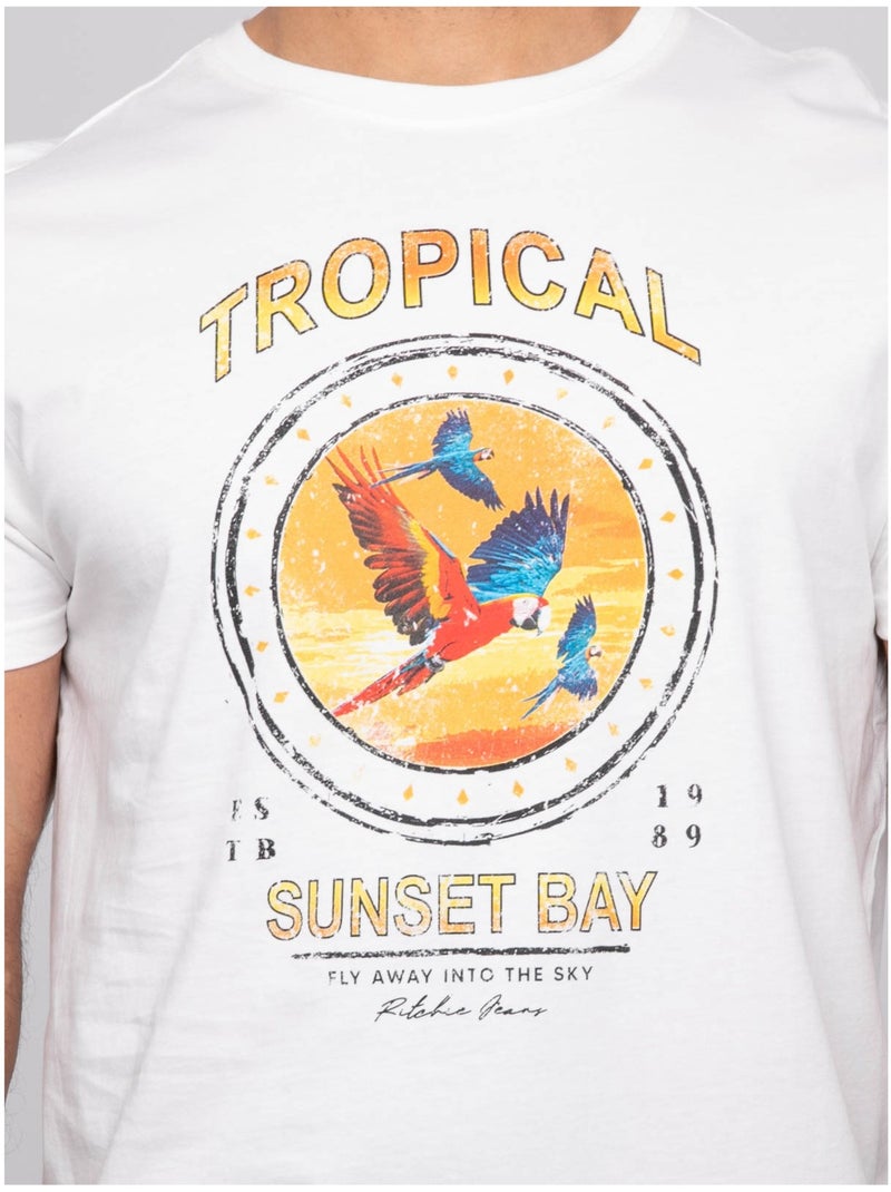 T-shirt manches courtes NALAGO Ecru - Kiabi