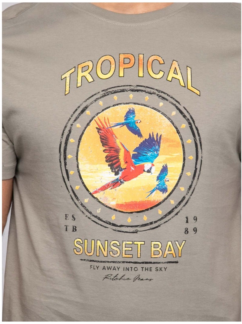 T-shirt manches courtes NALAGO Kaki - Kiabi