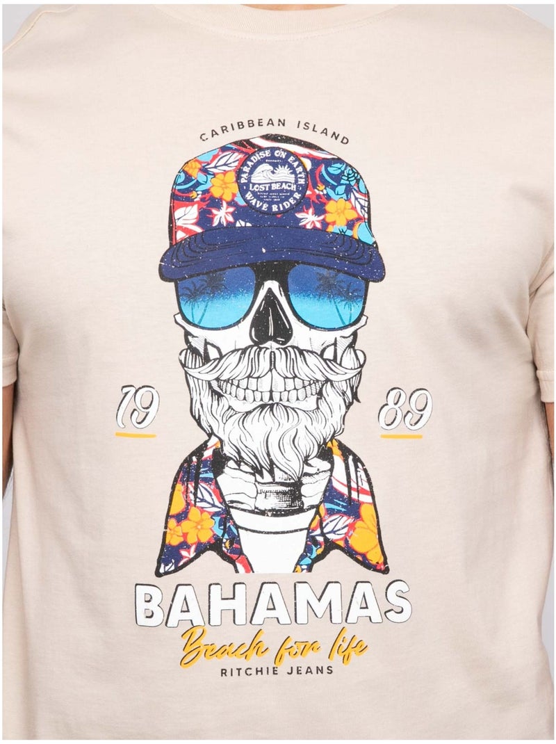 T-shirt manches courtes NANKA Beige - Kiabi