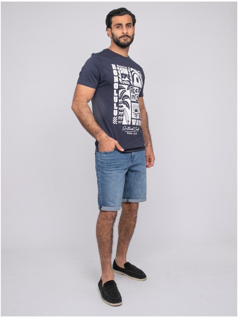 T-shirt manches courtes NIRDANUB Bleu marine - Kiabi