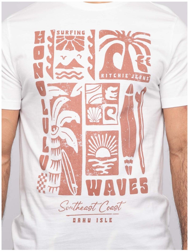 T-shirt manches courtes NIRDANUB Ecru - Kiabi
