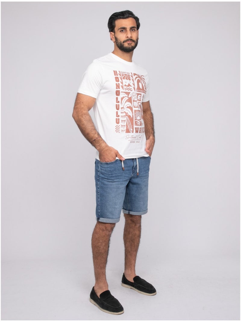 T-shirt manches courtes NIRDANUB Ecru - Kiabi