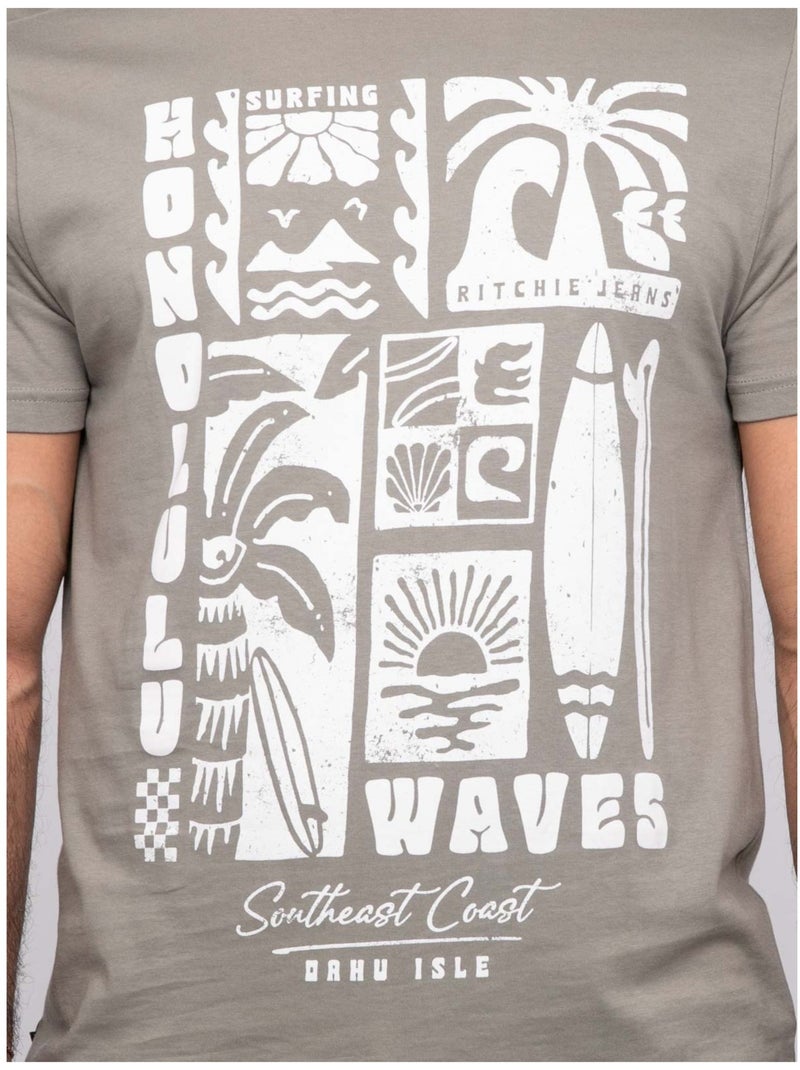 T-shirt manches courtes NIRDANUB Kaki - Kiabi