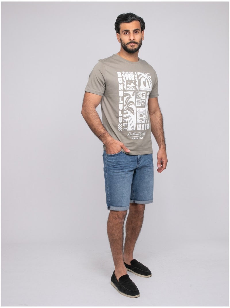 T-shirt manches courtes NIRDANUB Kaki - Kiabi