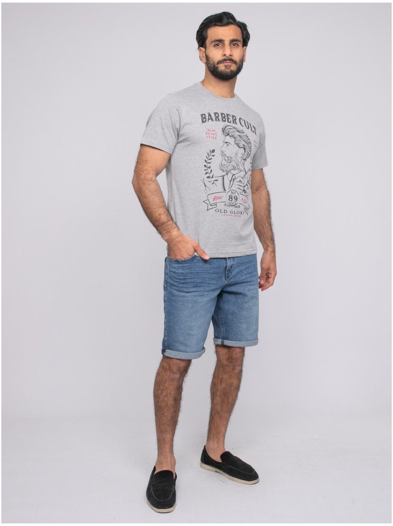 T-shirt manches courtes NIRDOMEL Gris chiné - Kiabi