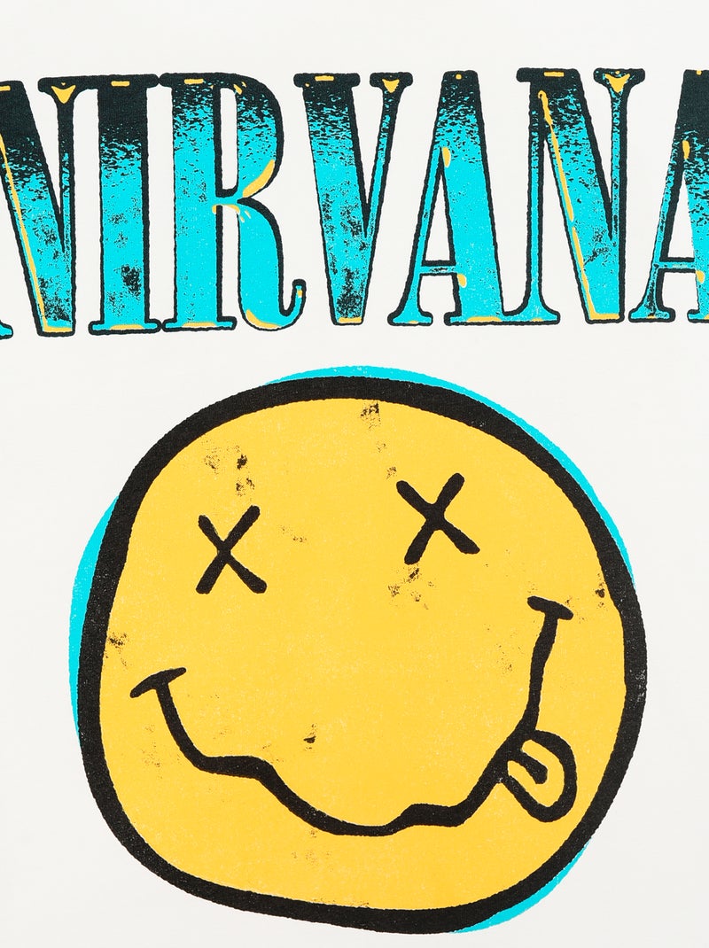 T-shirt manches courtes 'Nirvana' Blanc - Kiabi