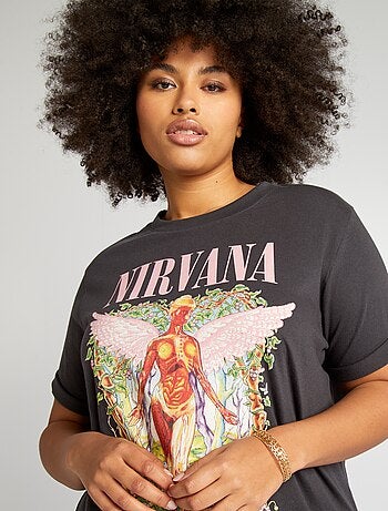 T-shirt Femme Kiabi Manches Courtes Noir Avec Strass - Taille S, En Polyester, Très Bon état