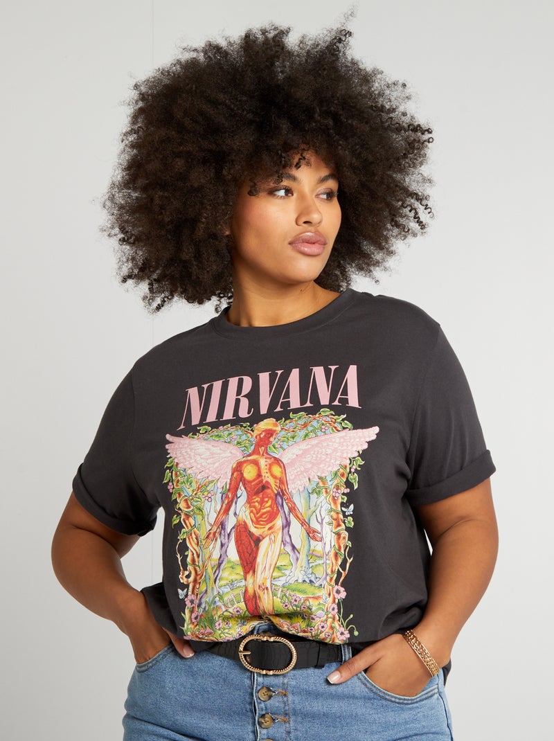 T-shirt manches courtes 'Nirvana' Gris - Kiabi