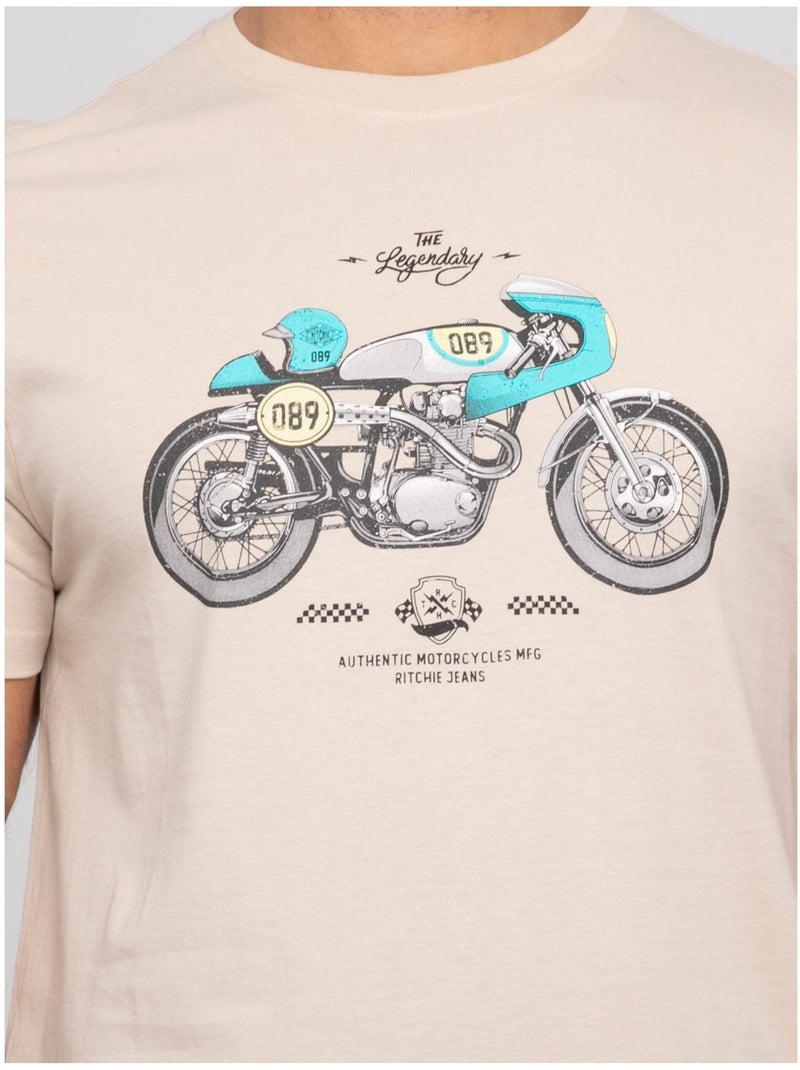 T-shirt manches courtes NITRACOL Beige - Kiabi