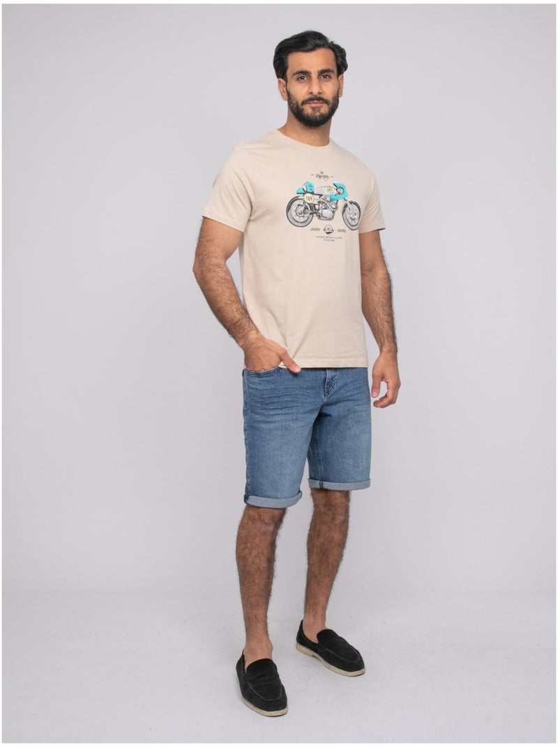 T-shirt manches courtes NITRACOL Beige - Kiabi