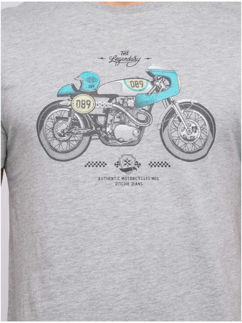 T-shirt manches courtes NITRACOL Gris chiné - Kiabi