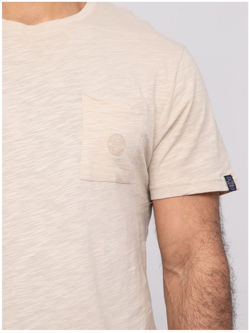 T-shirt manches courtes NOLEMANU Beige - Kiabi