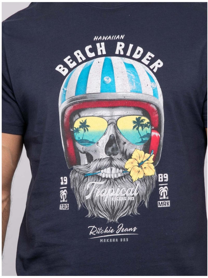 T-shirt manches courtes NOLERIC Bleu marine - Kiabi