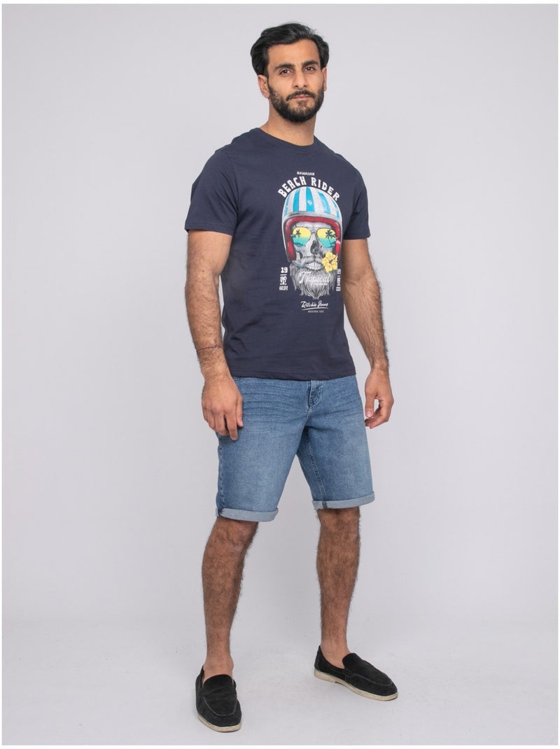 T-shirt manches courtes NOLERIC Bleu marine - Kiabi