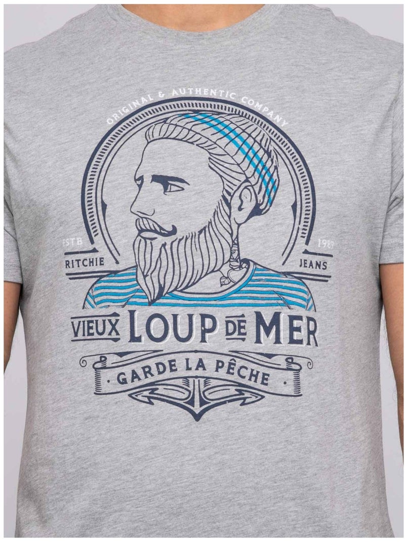 T-shirt manches courtes NOTWIST Gris chiné - Kiabi