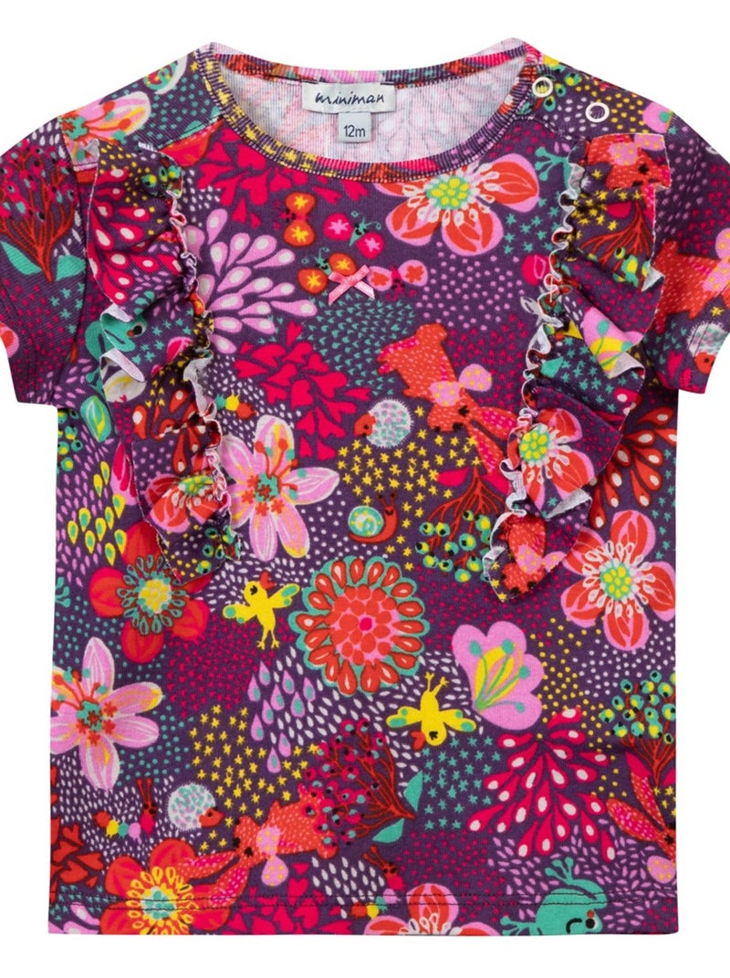 T-Shirt Fille Vertbaudet Broderie Anglaise Manches Volants Oeko-Tex Vert Pâle 14A