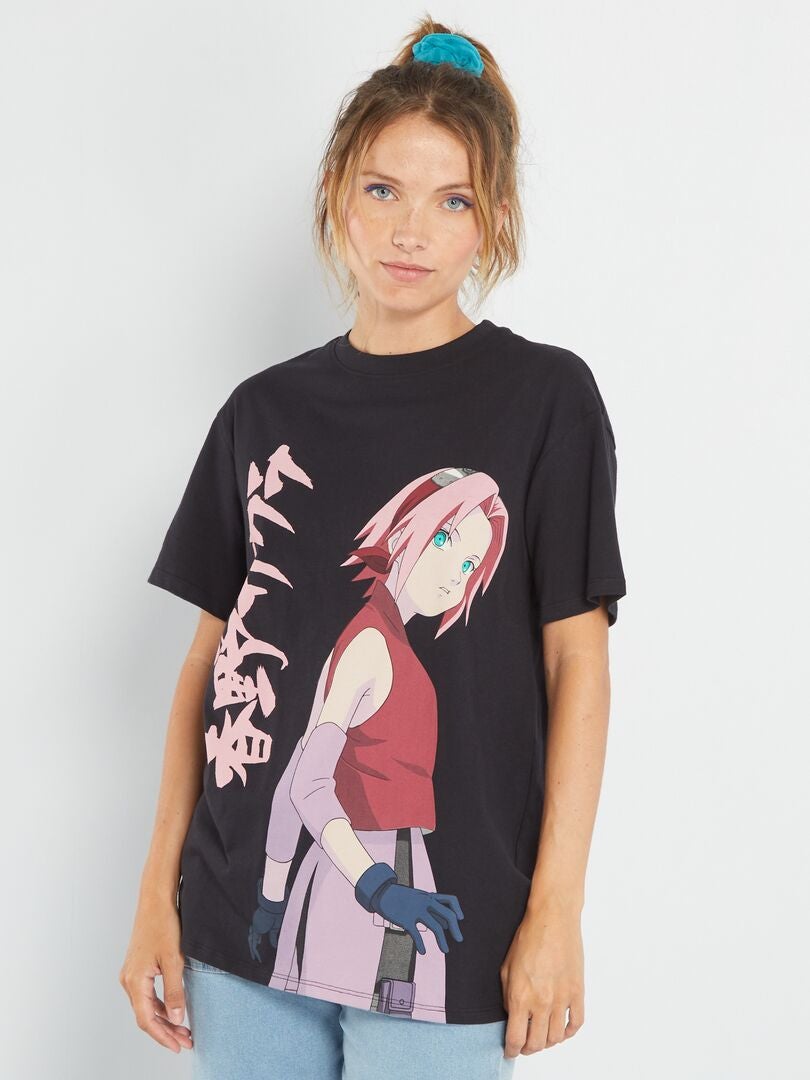 T-shirt manches courtes oversize 'Naruto' Noir - Kiabi