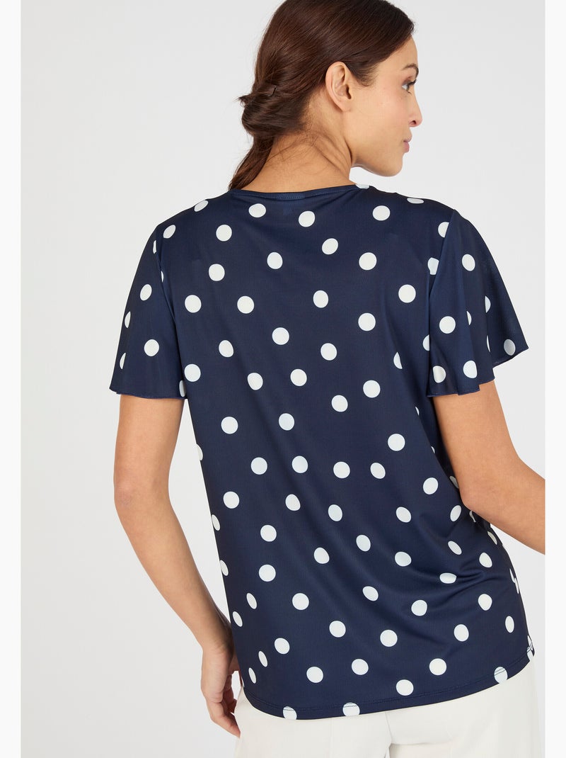 T-shirt manches courtes papillon - Damart Bleu - Kiabi