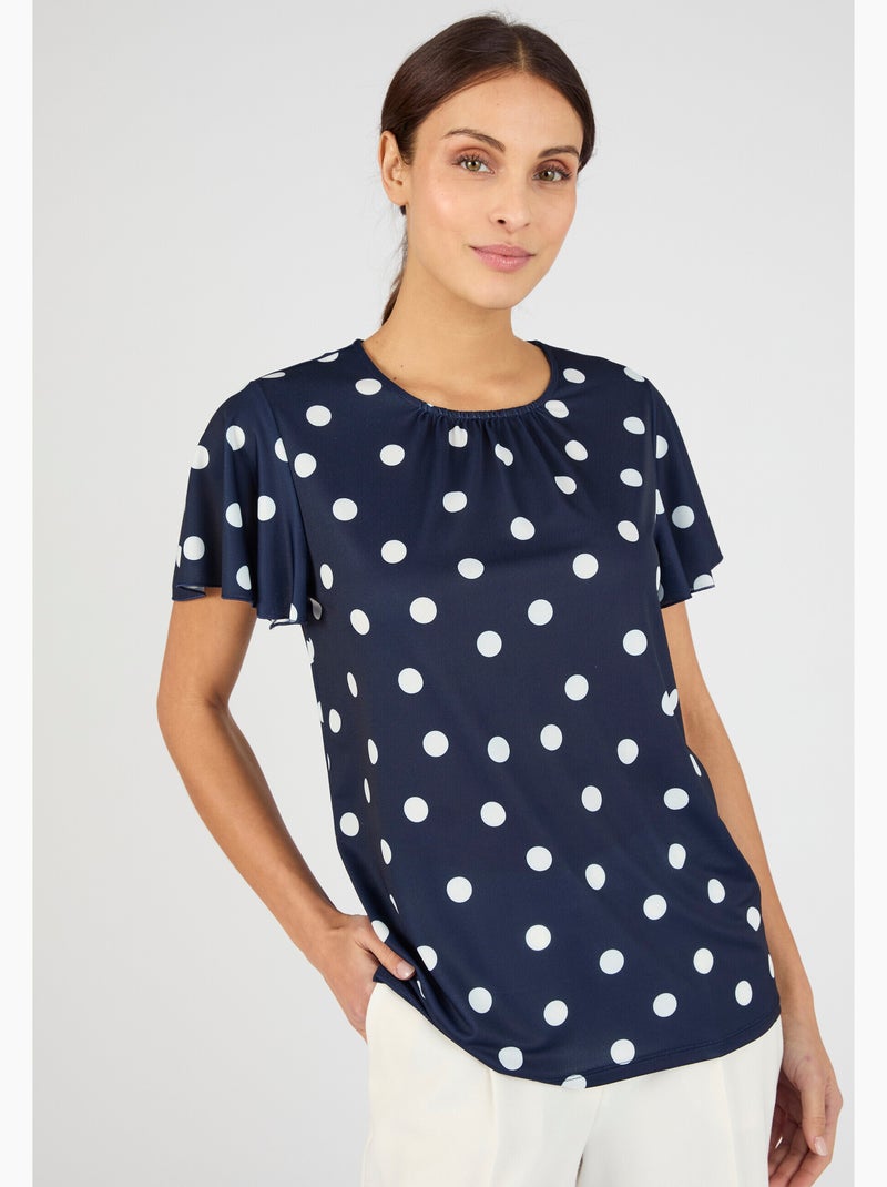 T-shirt manches courtes papillon - Damart Bleu - Kiabi