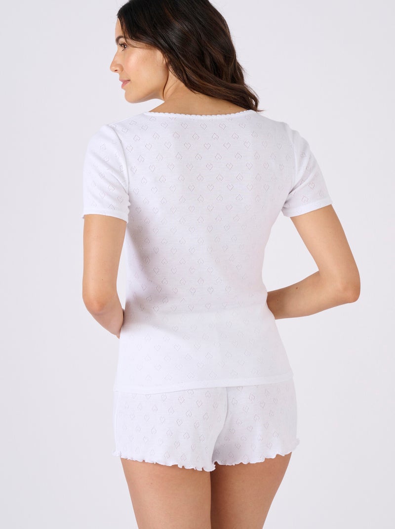 T-shirt manches courtes Petits Coeurs - édition limitée - Damart Blanc - Kiabi