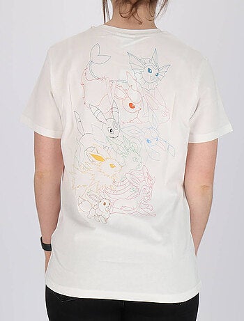 T-shirt manches courtes Pokémon Evoli imprimé dos coloré évolutions prismatiques - 100% Coton