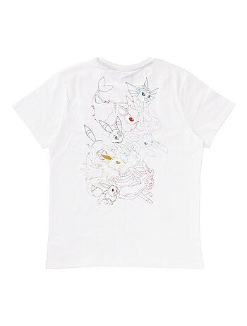 T-shirt manches courtes Pokémon Evoli imprimé dos coloré évolutions prismatiques - 100% Coton