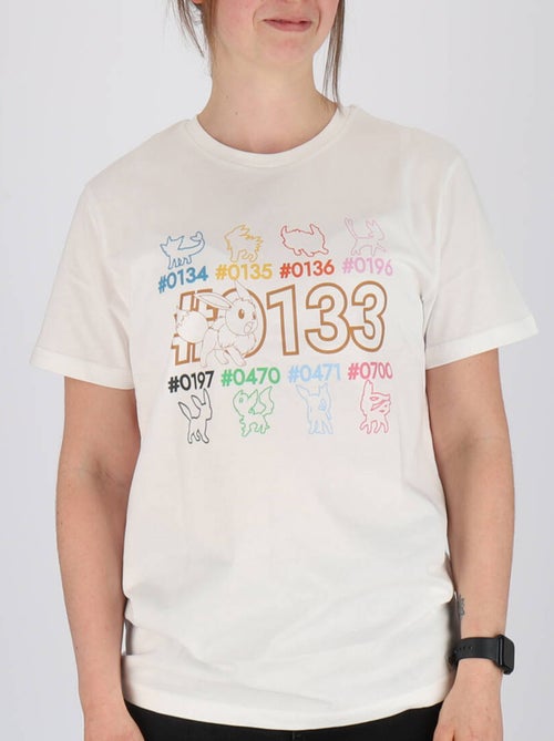 T-shirt manches courtes Pokémon Evoli imprimé dos coloré évolutions prismatiques - 100% Coton - Kiabi