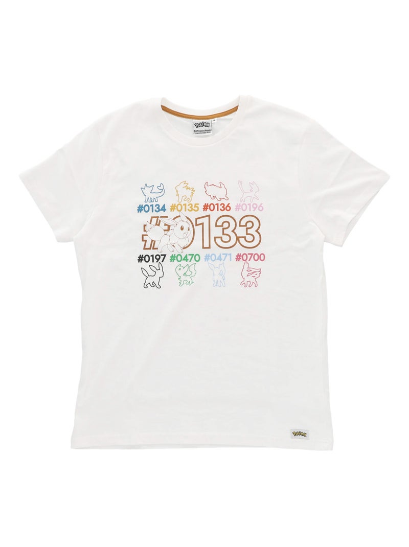 T-shirt manches courtes Pokémon Evoli imprimé dos coloré évolutions prismatiques - 100% Coton Blanc - Kiabi