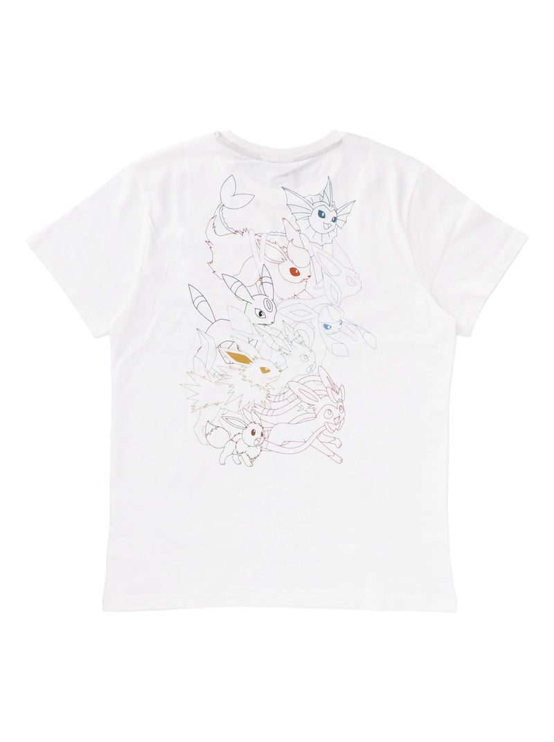 T-shirt manches courtes Pokémon Evoli imprimé dos coloré évolutions prismatiques - 100% Coton Blanc - Kiabi