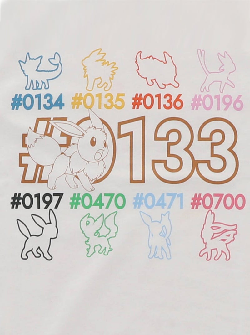 T-shirt manches courtes Pokémon Evoli imprimé dos coloré évolutions prismatiques - 100% Coton Blanc - Kiabi