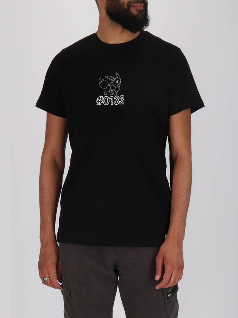 T-shirt manches courtes Pokémon Evoli imprimé dos évolutions prismatiques - 100% Coton Noir - Kiabi