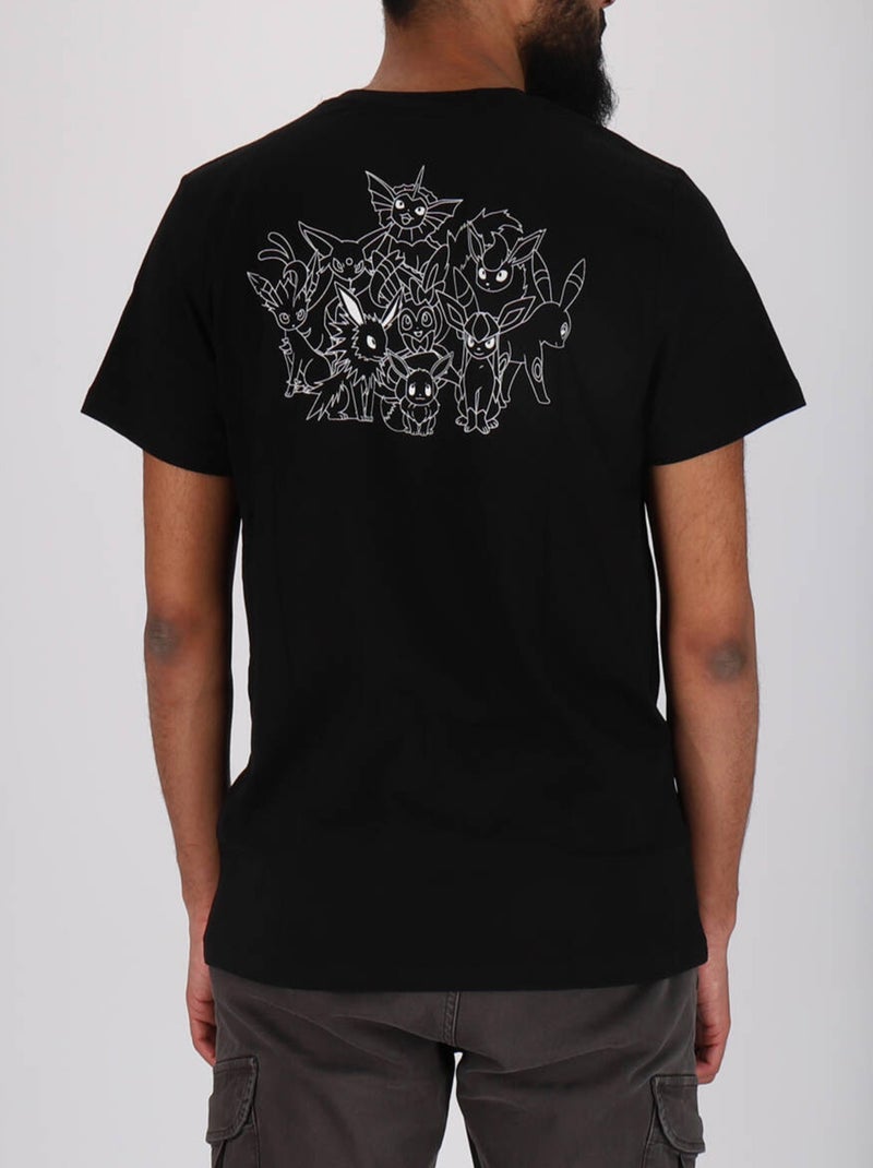 T-shirt manches courtes Pokémon Evoli imprimé dos évolutions prismatiques - 100% Coton Noir - Kiabi