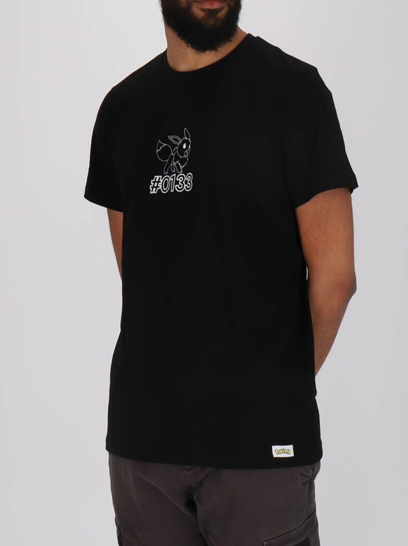 T-shirt manches courtes Pokémon Evoli imprimé dos évolutions prismatiques - 100% Coton Noir - Kiabi