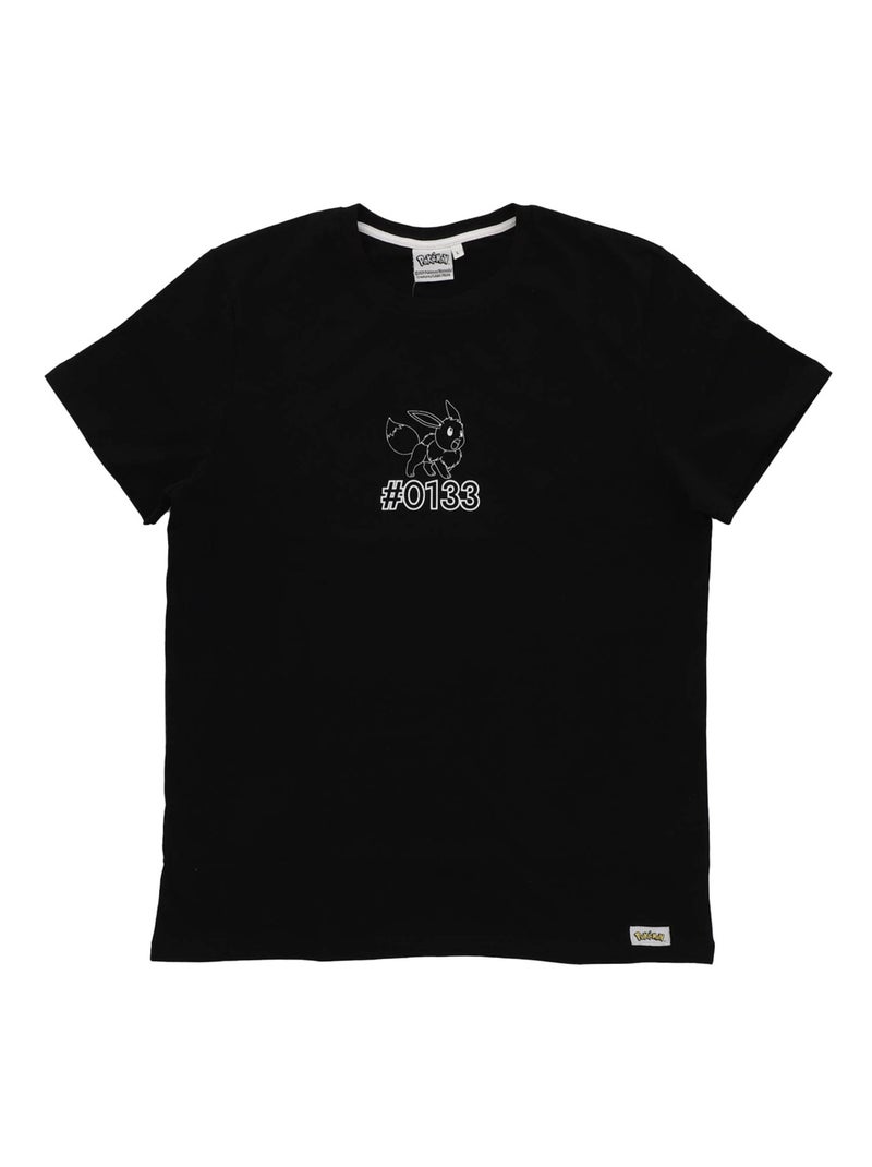 T-shirt manches courtes Pokémon Evoli imprimé dos évolutions prismatiques - 100% Coton Noir - Kiabi