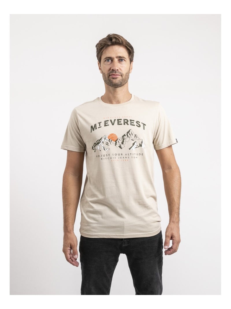 T-shirt manches courtes pur coton JAKIWI Beige - Kiabi