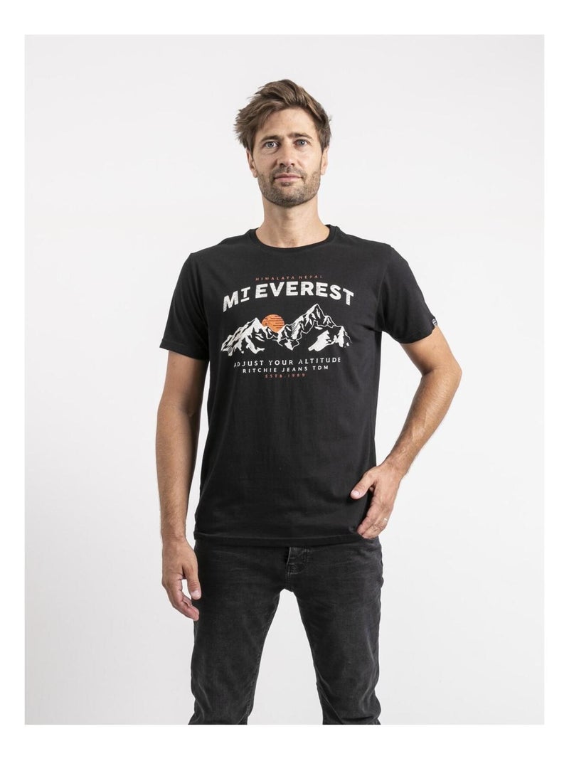 T-shirt manches courtes pur coton JAKIWI Noir - Kiabi