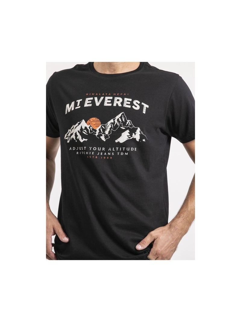 T-shirt manches courtes pur coton JAKIWI Noir - Kiabi