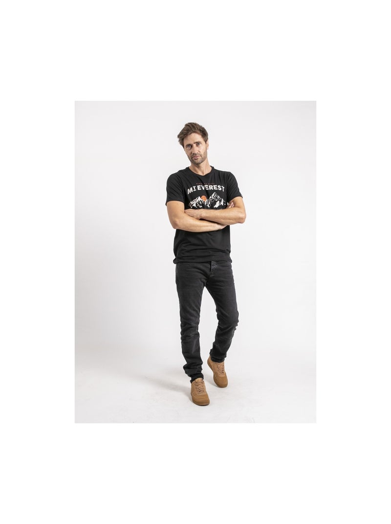 T-shirt manches courtes pur coton JAKIWI Noir - Kiabi