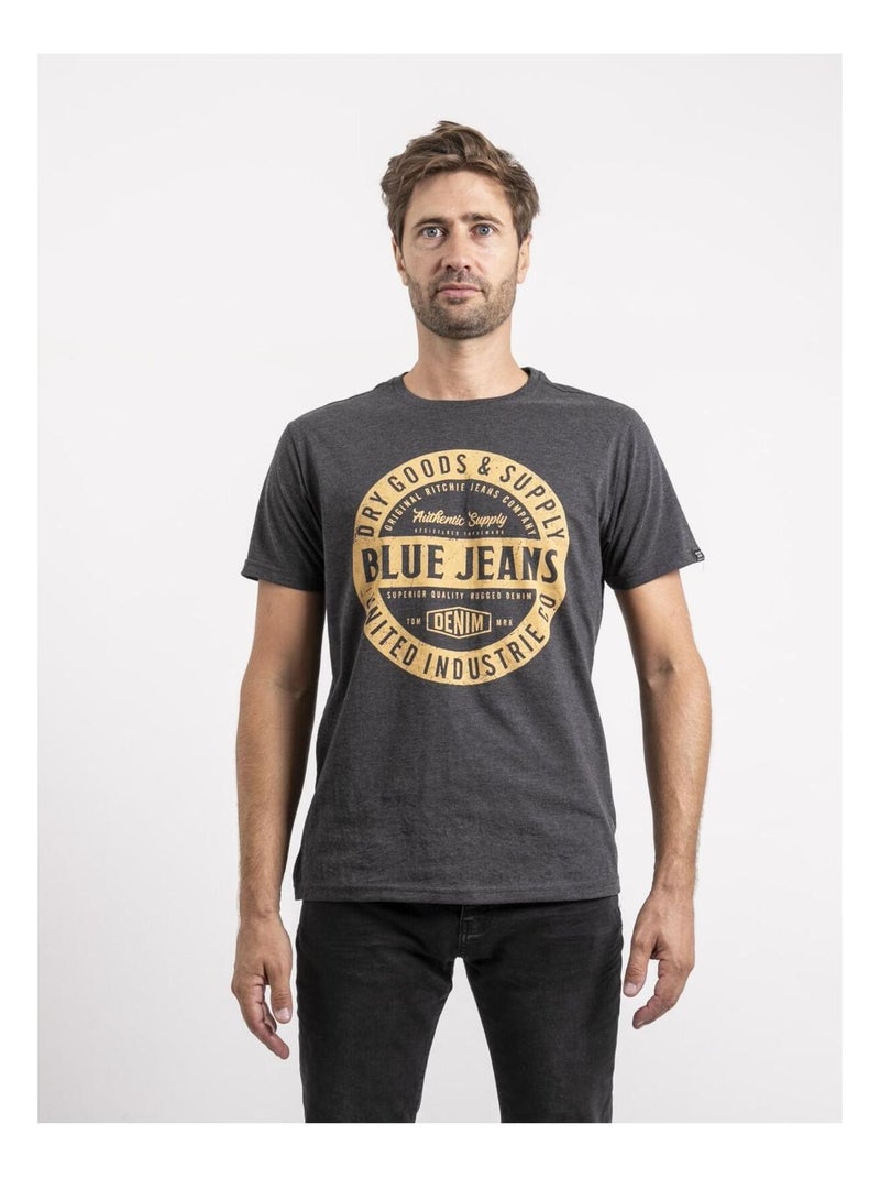 T-shirt manches courtes pur coton JAMONIX Gris foncé - Kiabi