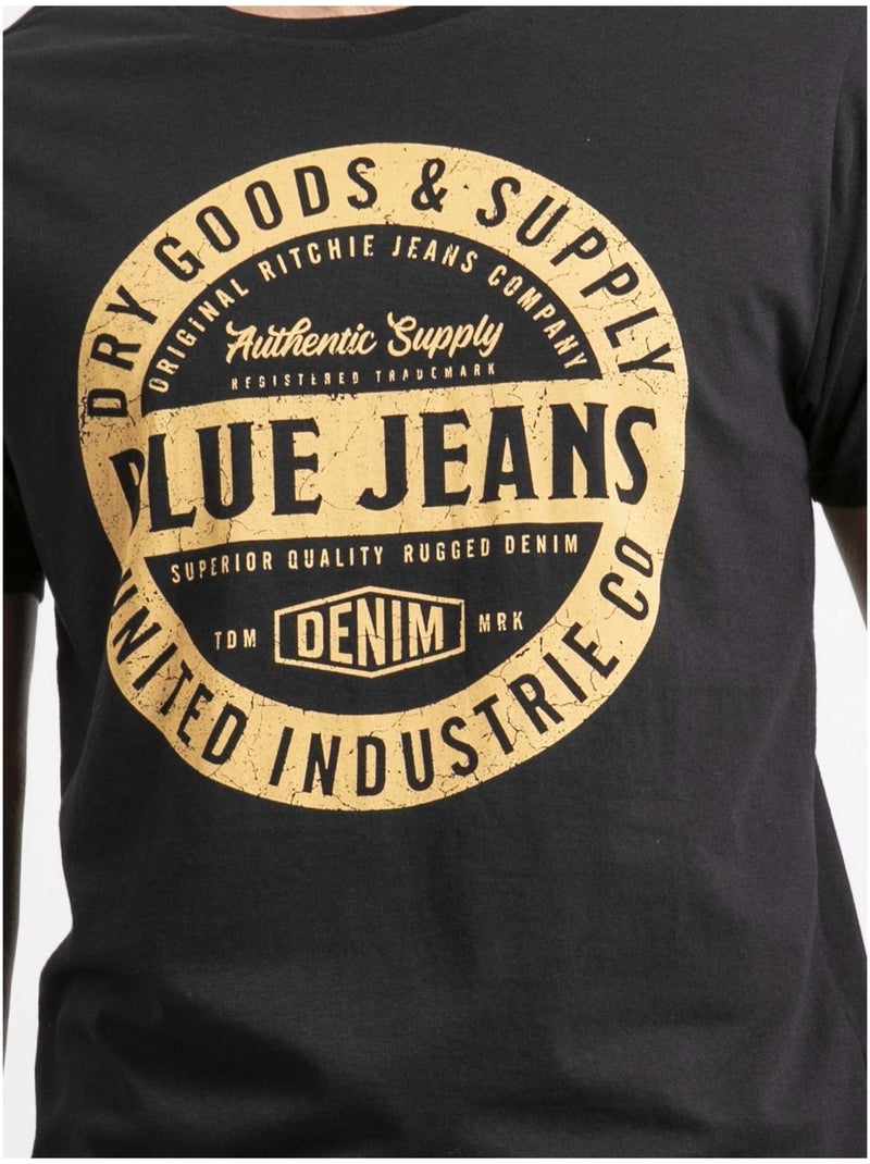 T-shirt manches courtes pur coton JAMONIX Noir - Kiabi