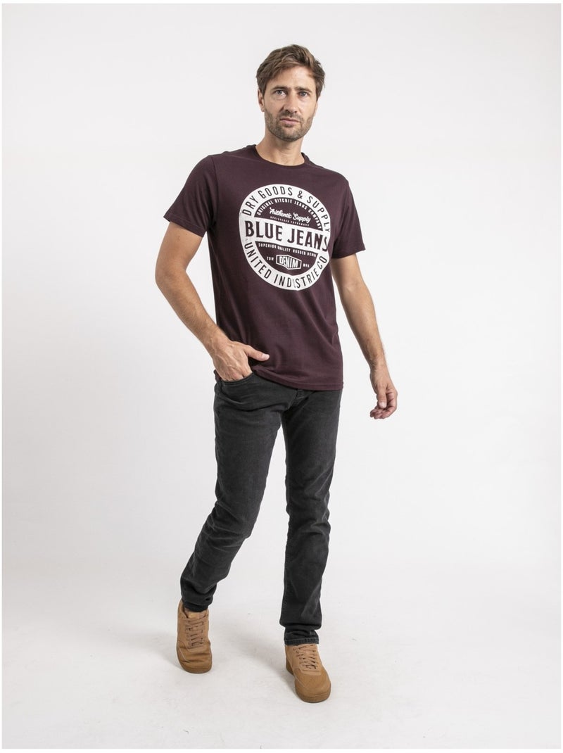 T-shirt manches courtes pur coton JAMONIX Violet - Kiabi