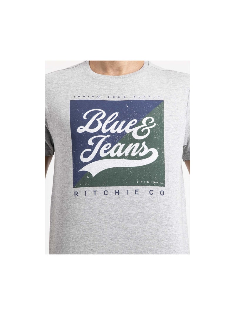 T-shirt manches courtes pur coton JAMULER Gris - Kiabi