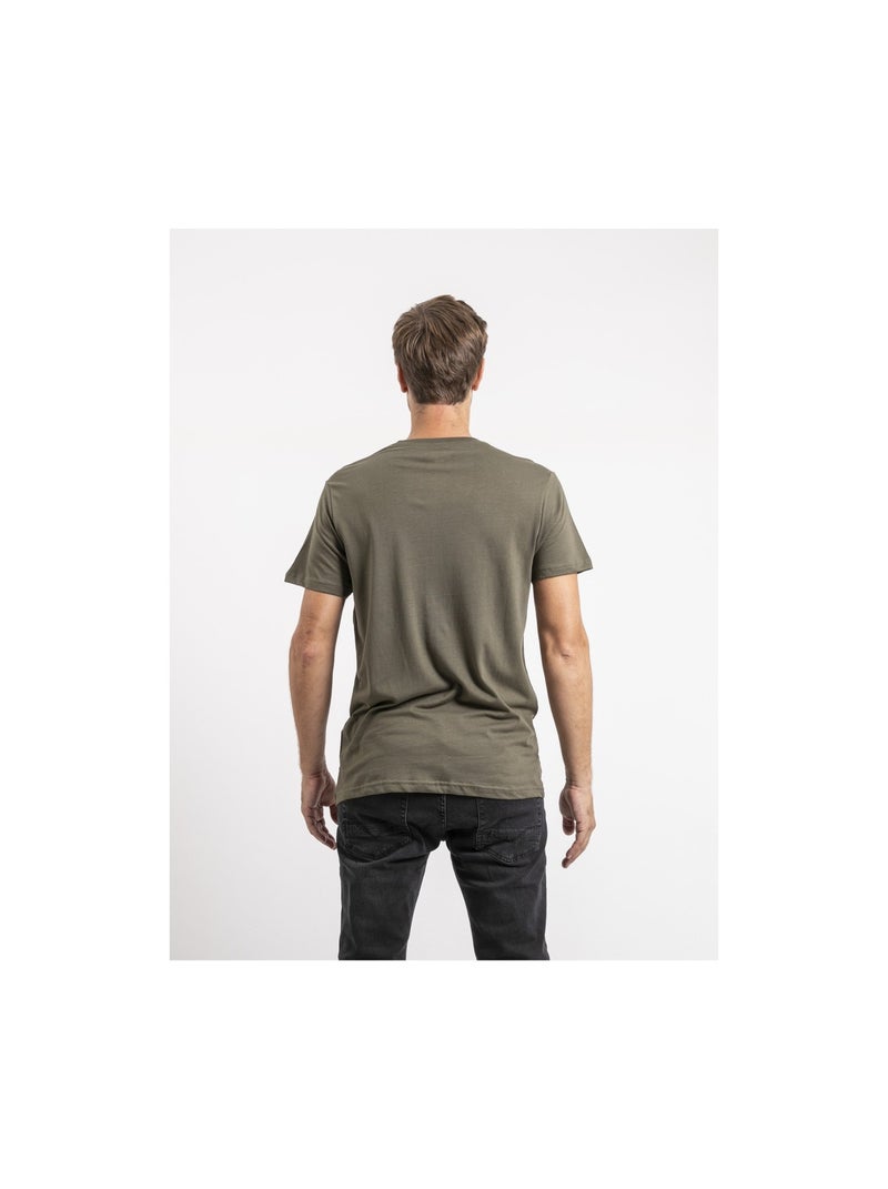 T-shirt manches courtes pur coton JAMULER Kaki - Kiabi