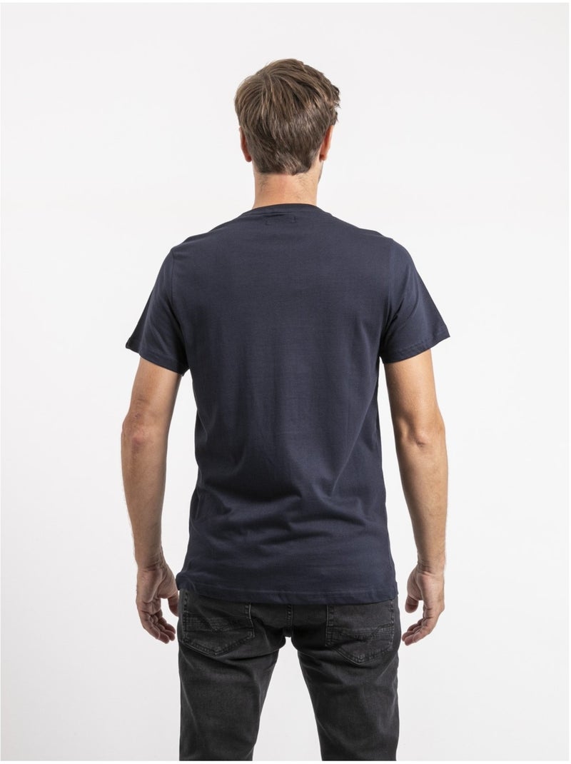 T-shirt manches courtes pur coton JEPASTEL Bleu marine - Kiabi