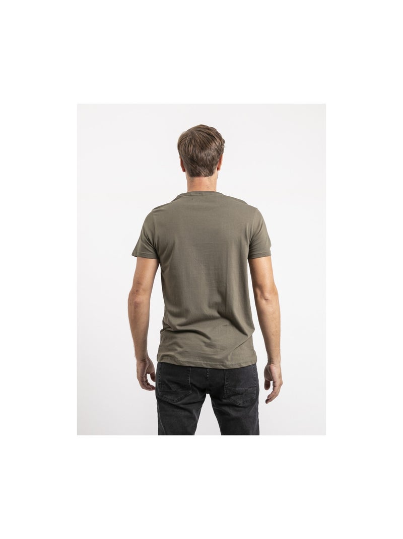 T-shirt manches courtes pur coton JEPASTEL Kaki - Kiabi