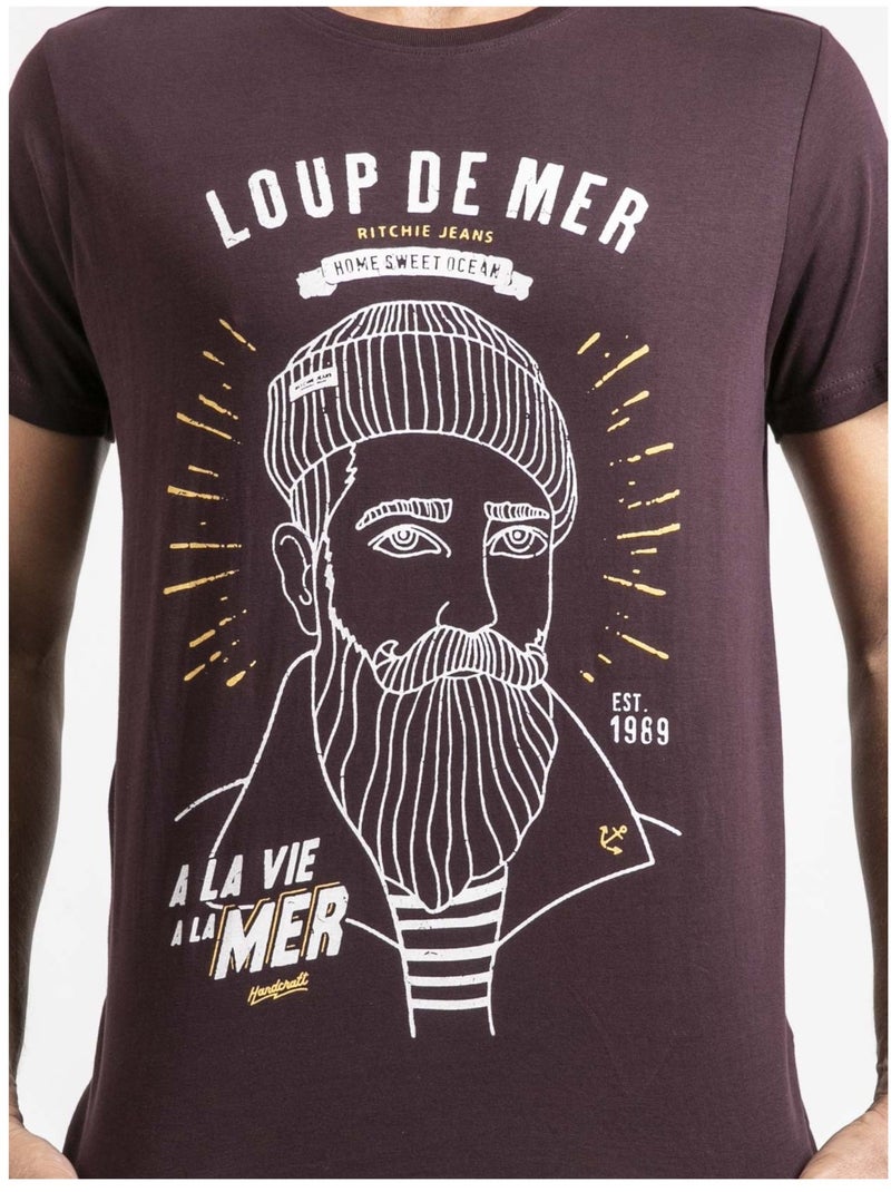 T-shirt manches courtes pur coton JEPASTEL Violet - Kiabi